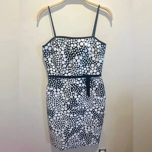 Laundry Shelli Segal Black &‎ White Polka Dot Y2K Dress Size 4 Cotton Wicked